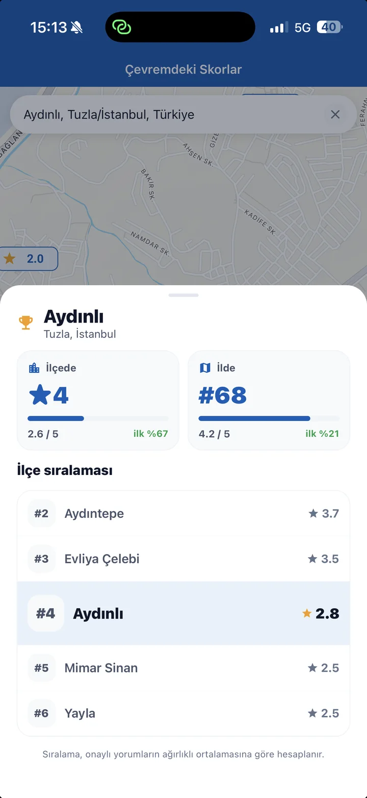 EvSkor uygulama ekranı