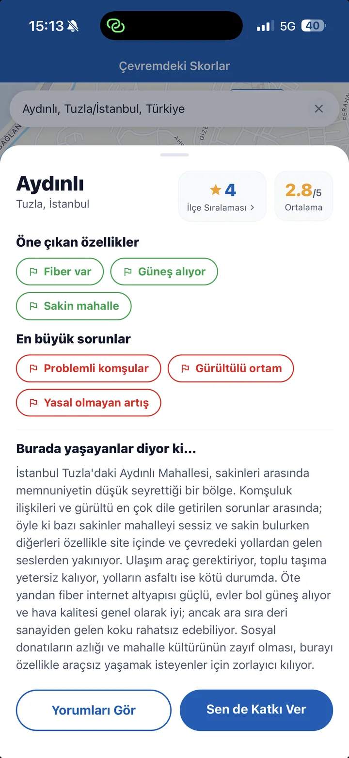 EvSkor uygulama ekranı